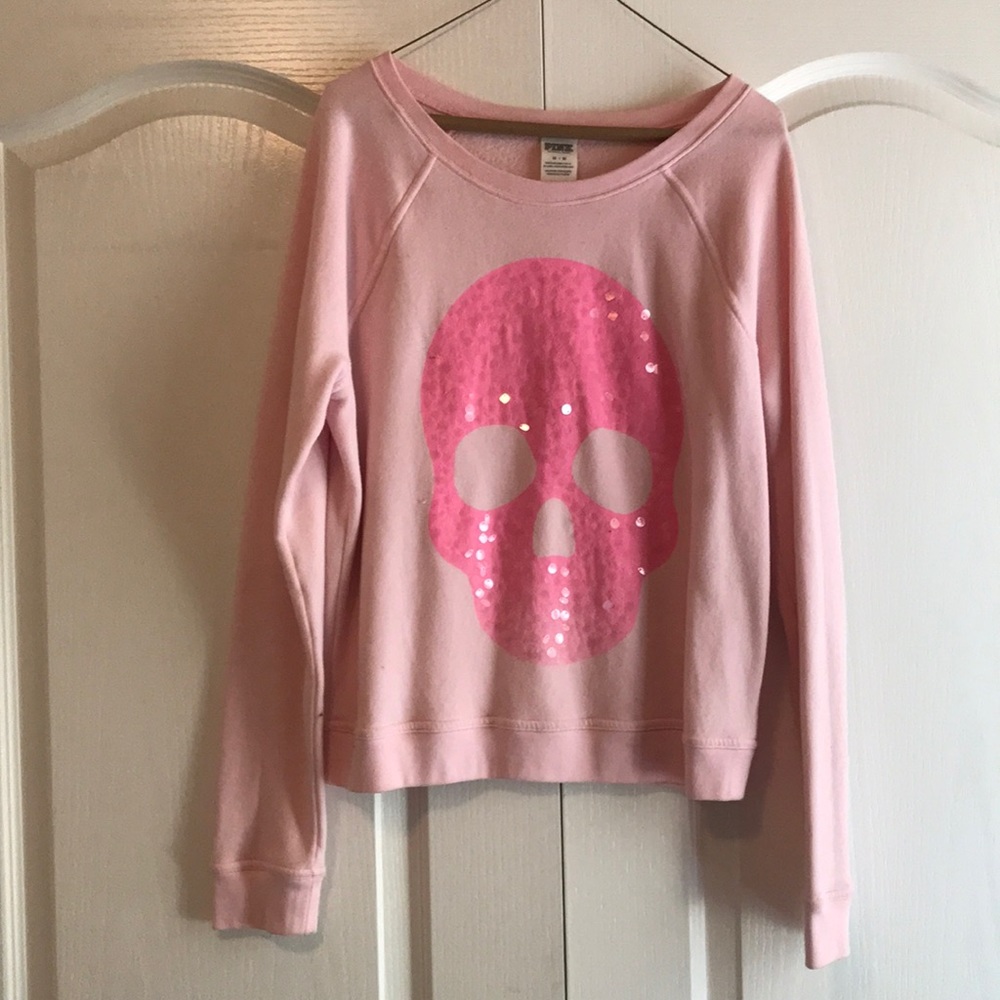 Pink skull size medium sweat shirt